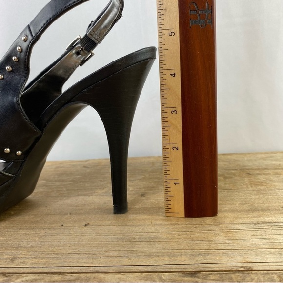 Marc Fisher black with silver studs sexy sling back heels, 7.5 - Picture 9 of 10